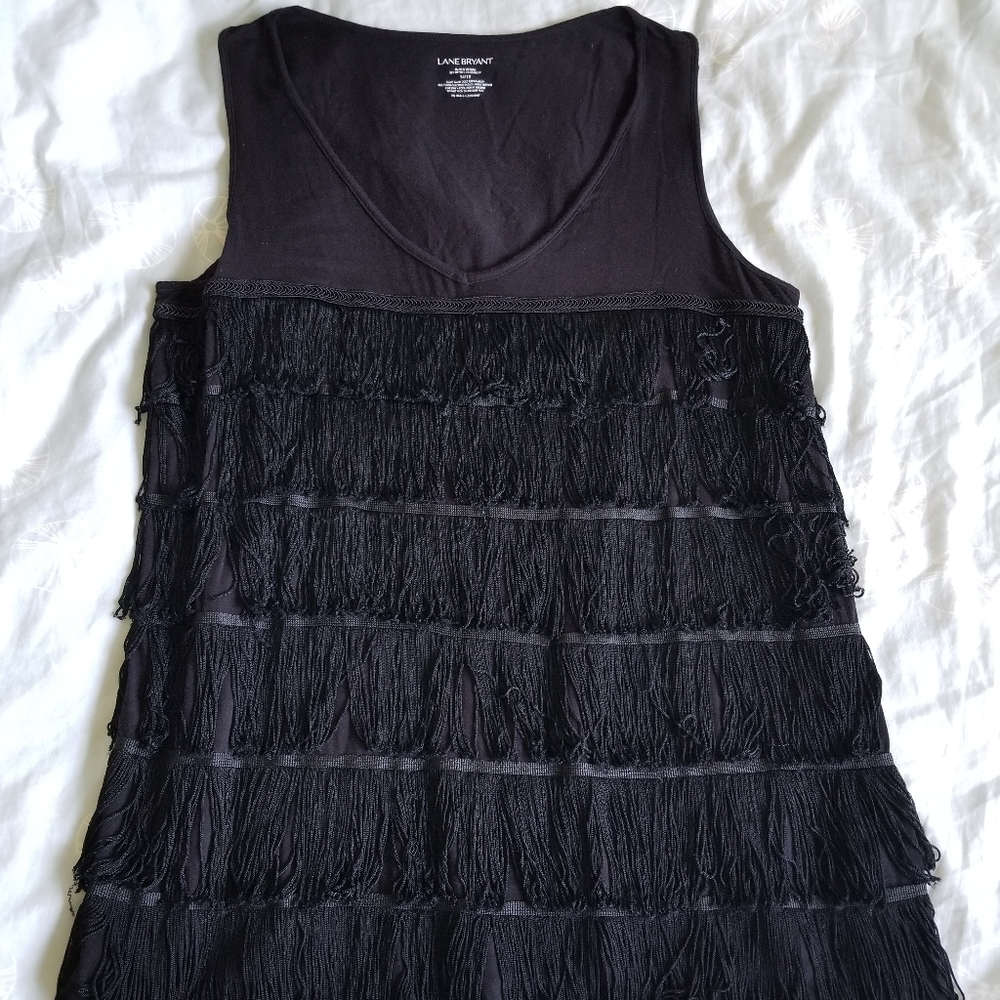 Lane Bryant Black Tassel Party Top